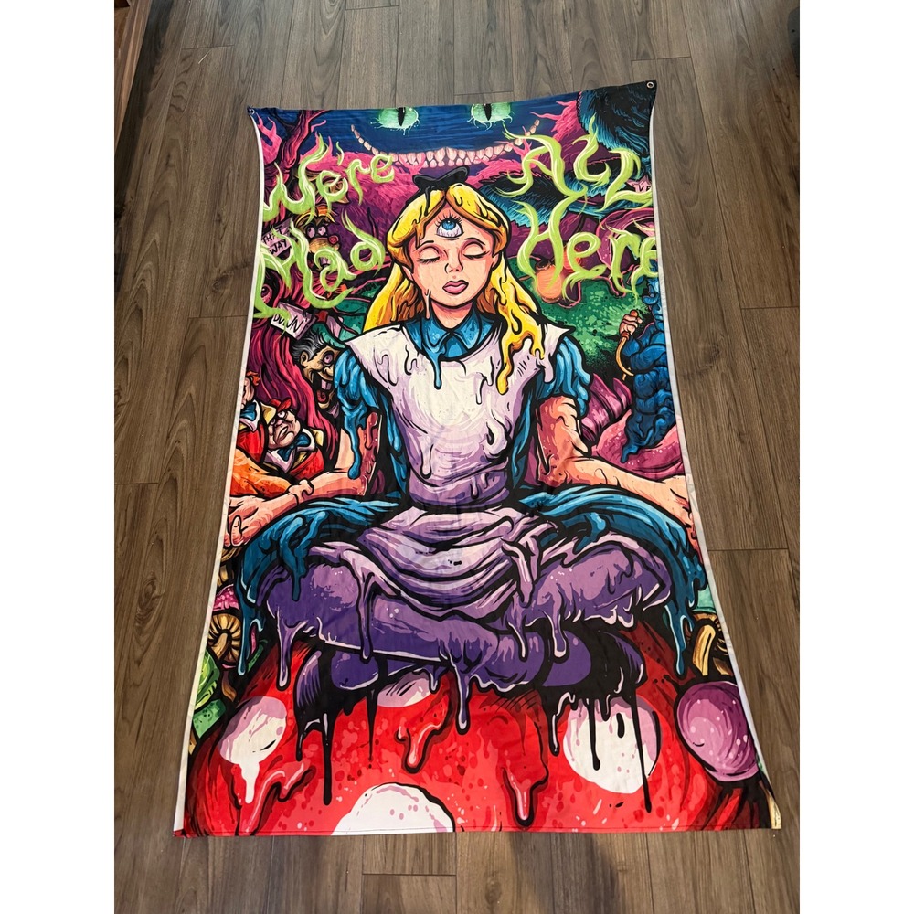 Trippy Alice in Wonderland Tapestry Psychedelic Meditating Wall Hanging 40x60